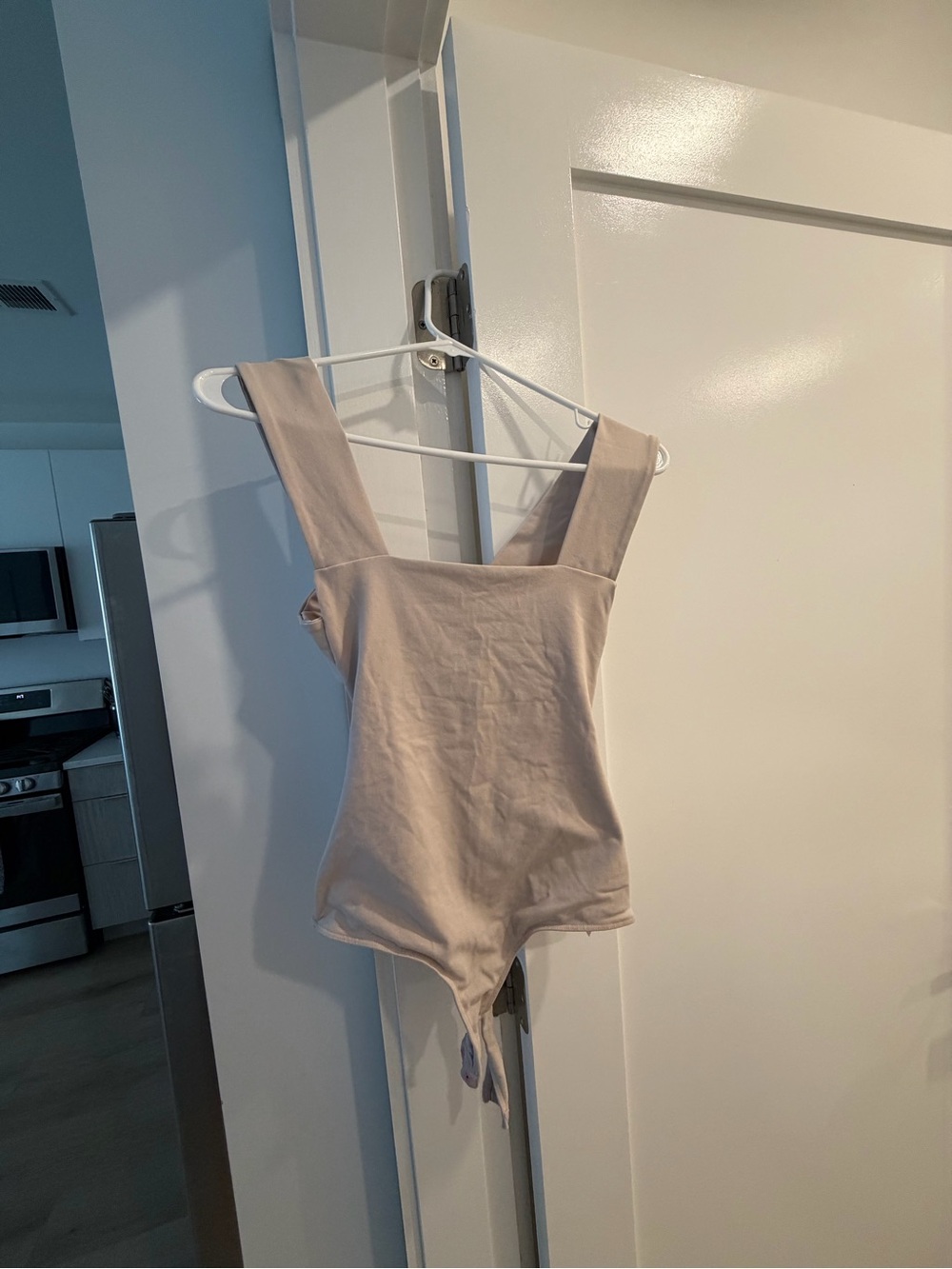 Free People Square-Neck Bodysuit in Beige Taupe